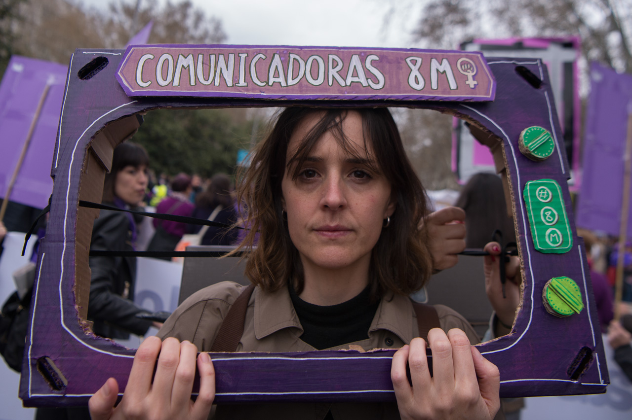 Obreras de los medios de comunicación de España marcharon por Madrid.